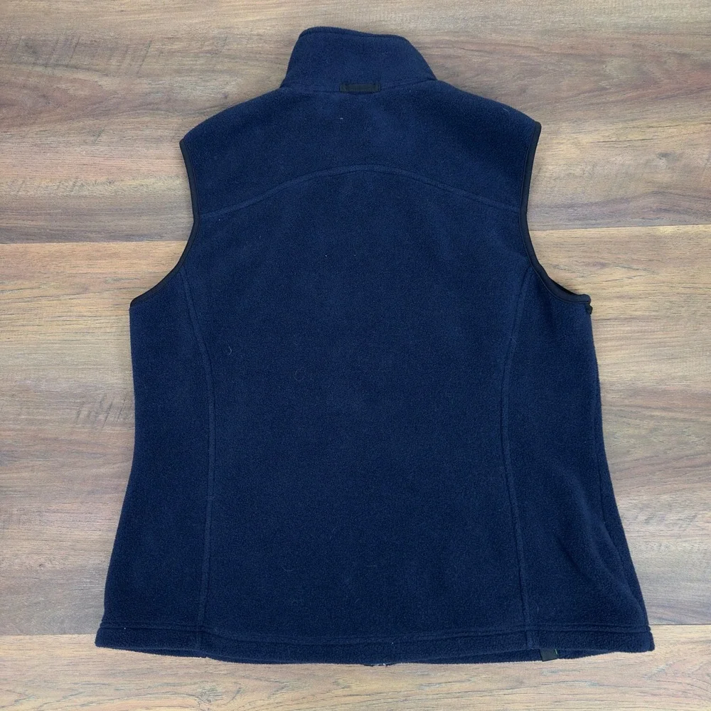 Vintage Eddie Bauer‎ Womens XL Navy Blue Fleece Full Zip Mock Neck Outdoor Vest